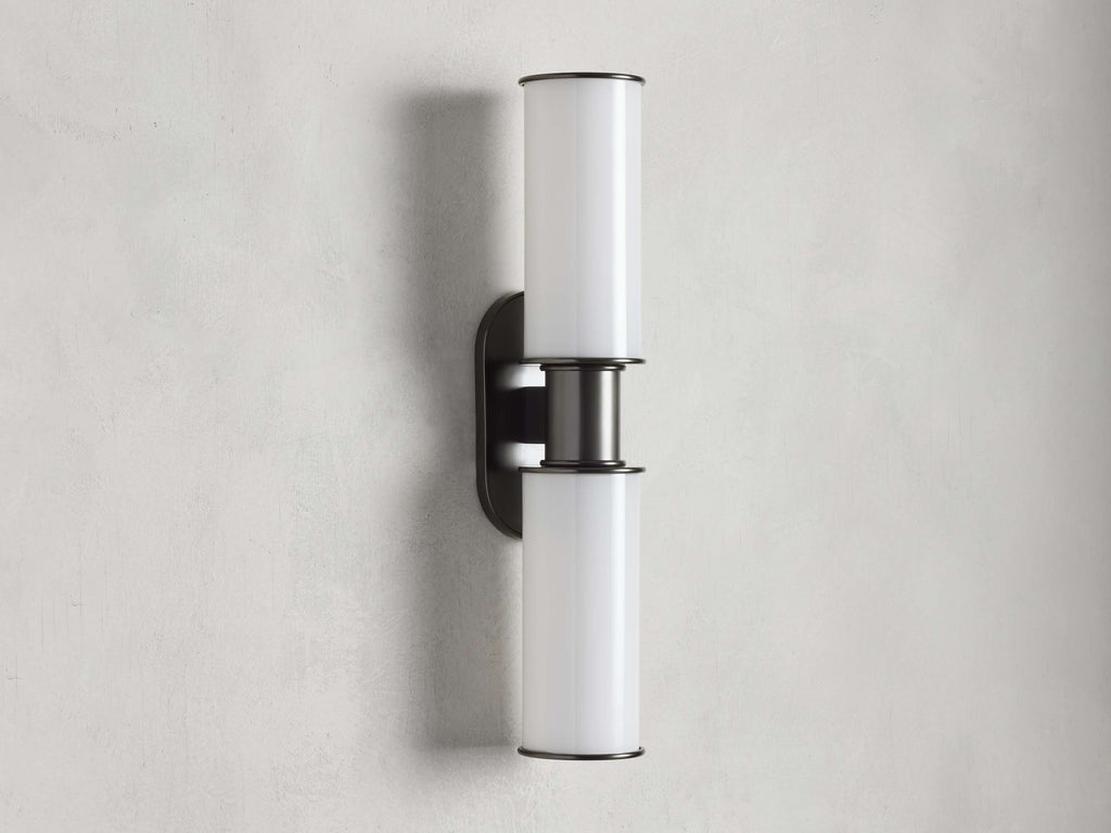 Harlin 2-Light Bronze Wall Sconce in Milk