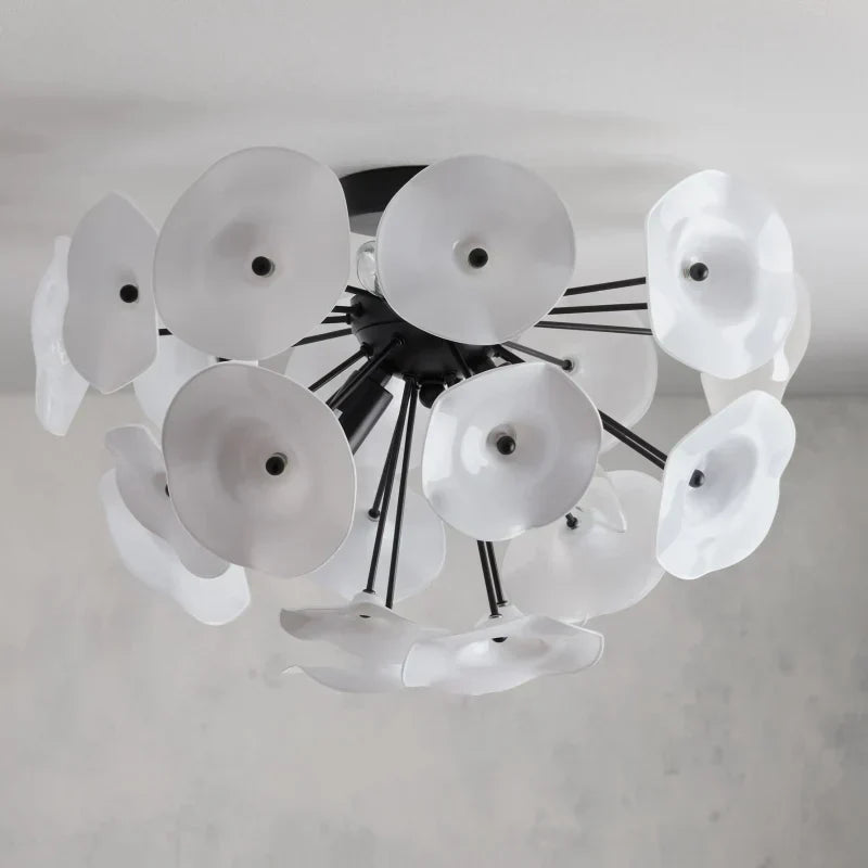 Lily Flushmount in Black lighting fixture detail view