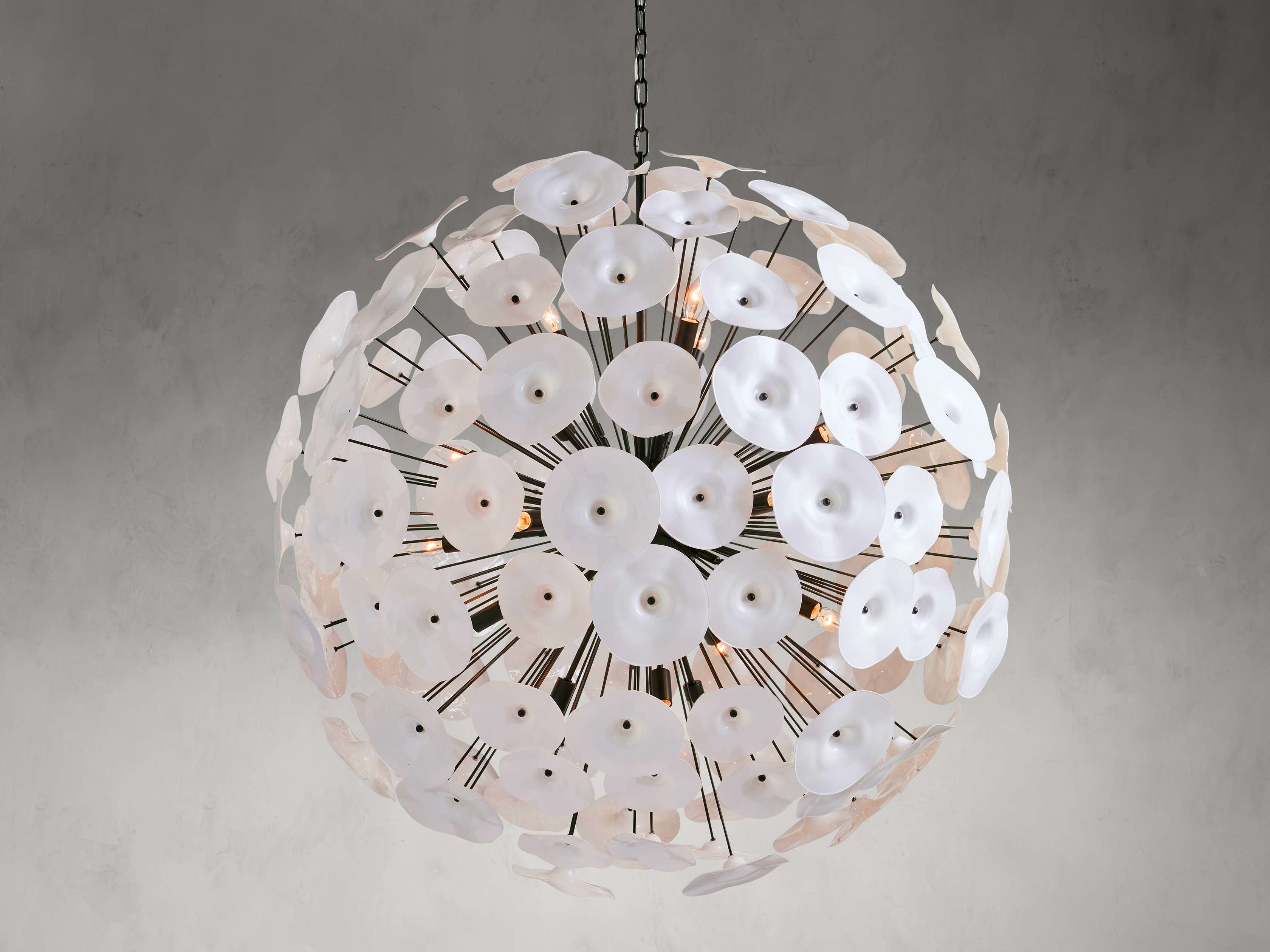 Lily Round Chandelier in Black detail view