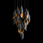 Black Gold Petal Cascade Chandelier