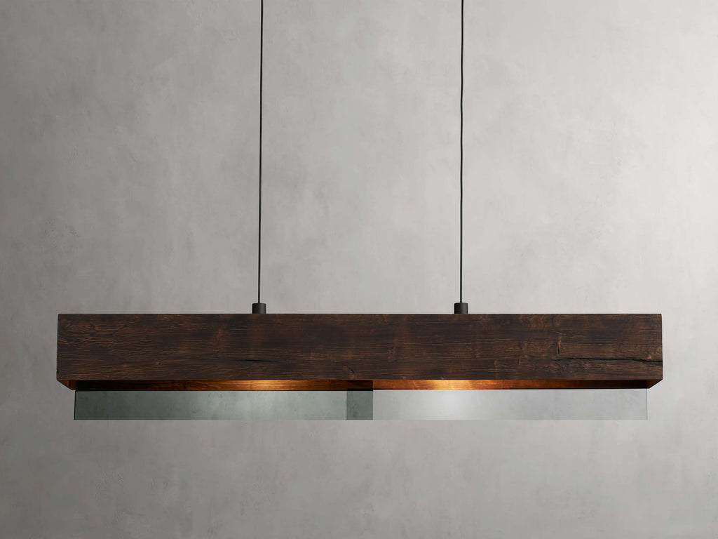 Lena Linear Wood Glass Chandelier 47'' 62" 72"L