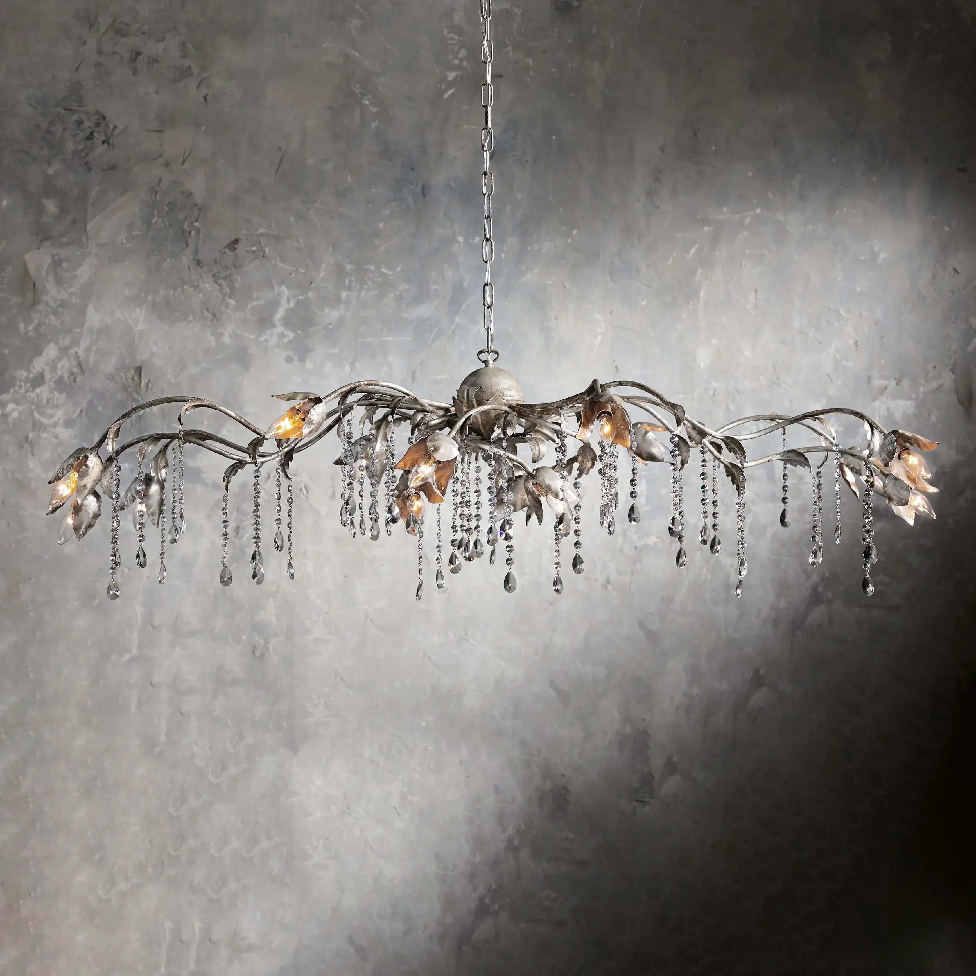 Viticcio Rectangular Chandelier in Silver by Bling Lighting Studio