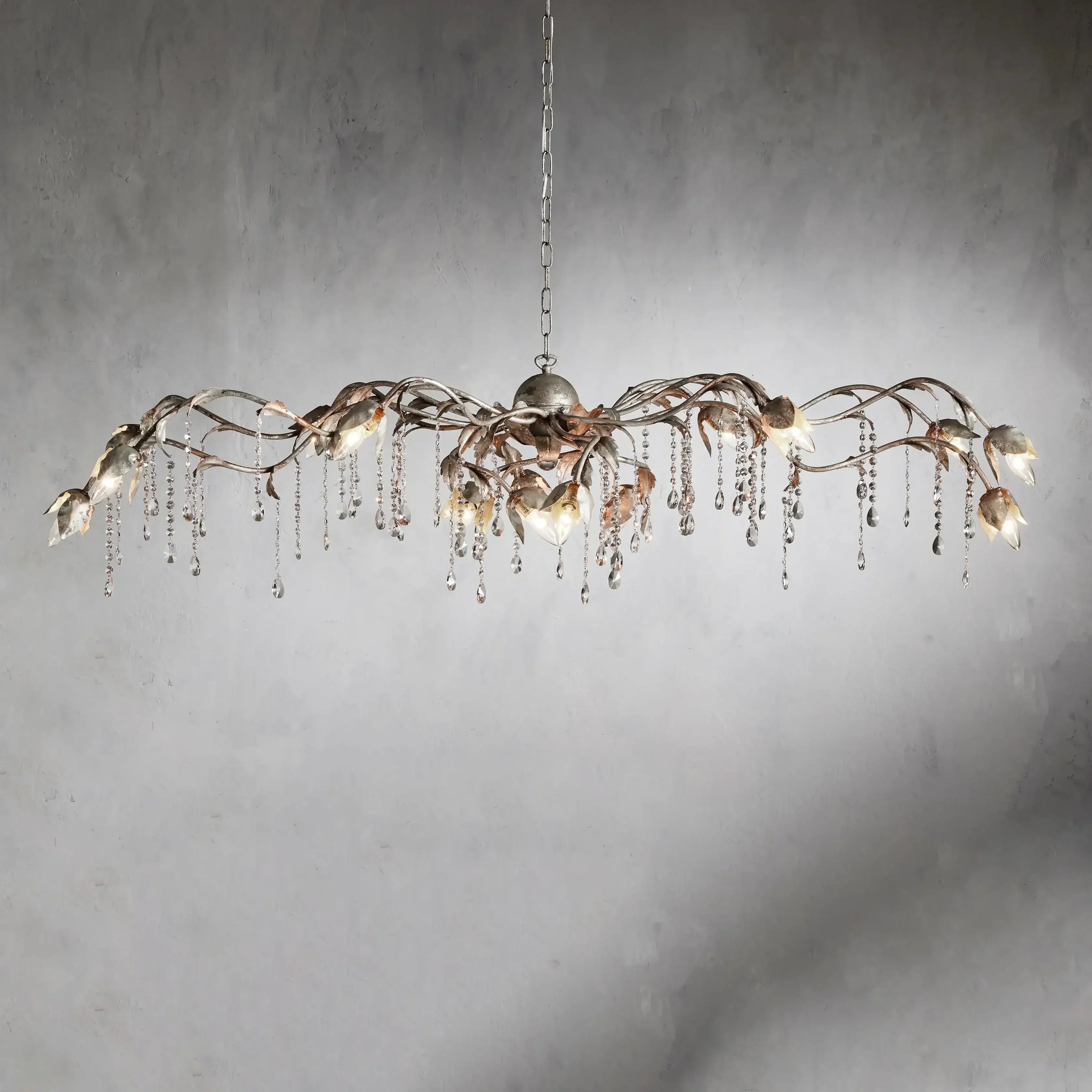 Viticcio Rectangular Chandelier in Silver detail view