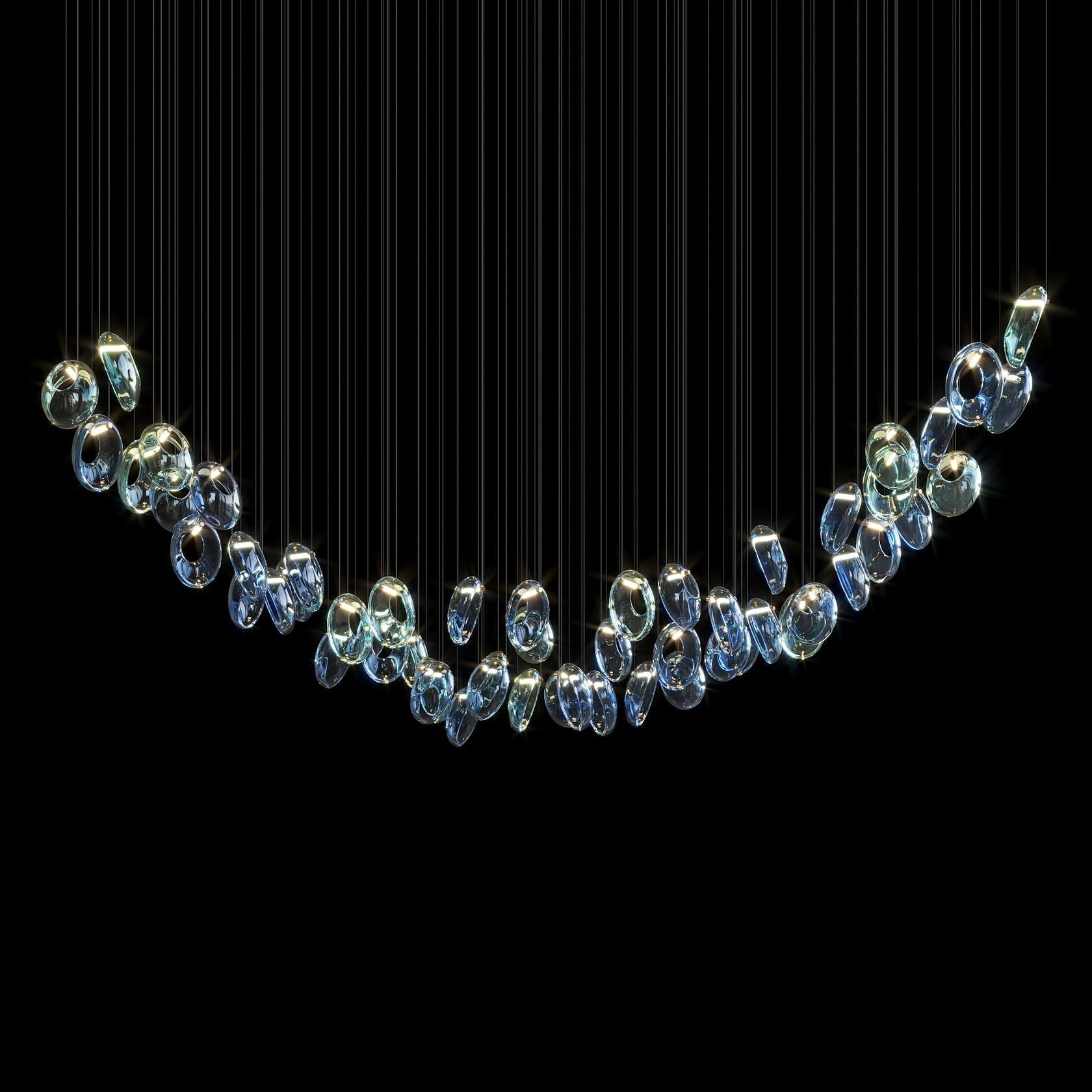 Blue Glass Ring Cluster Chandelier