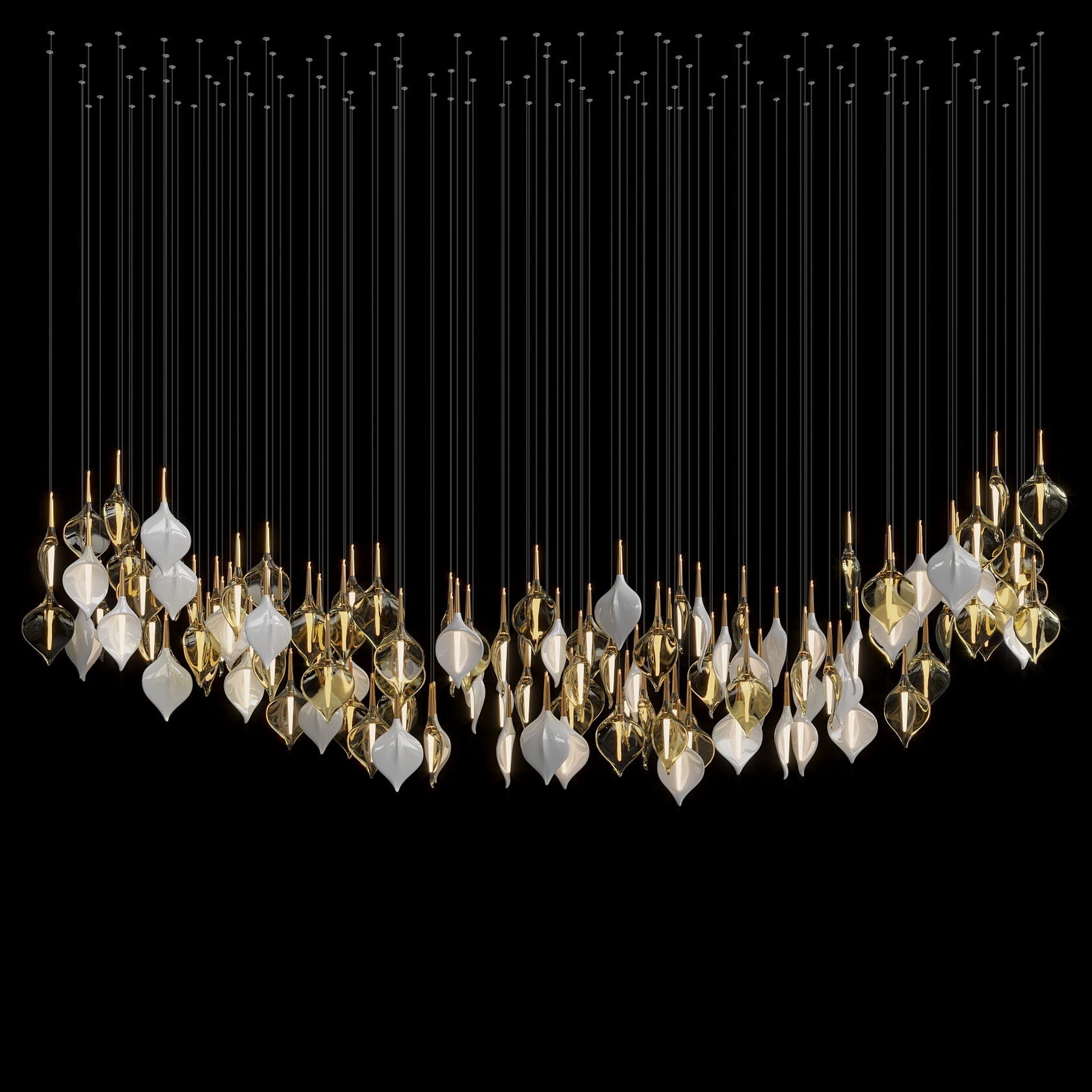 Gold Petal Cluster Chandelier