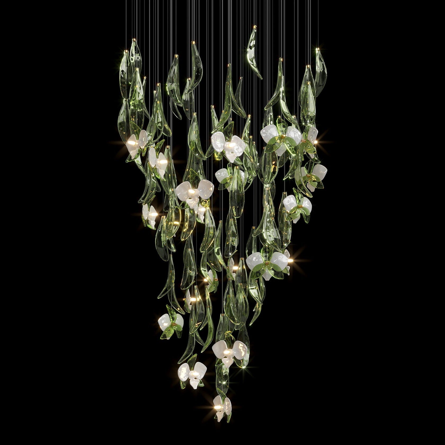 Green Orchid Cascade Chandelier