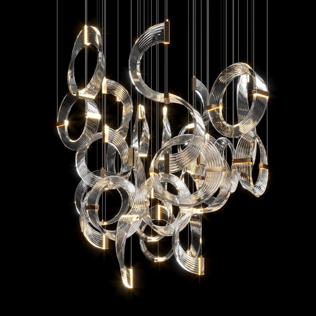 Crystal Crescent Cascade Chandelier