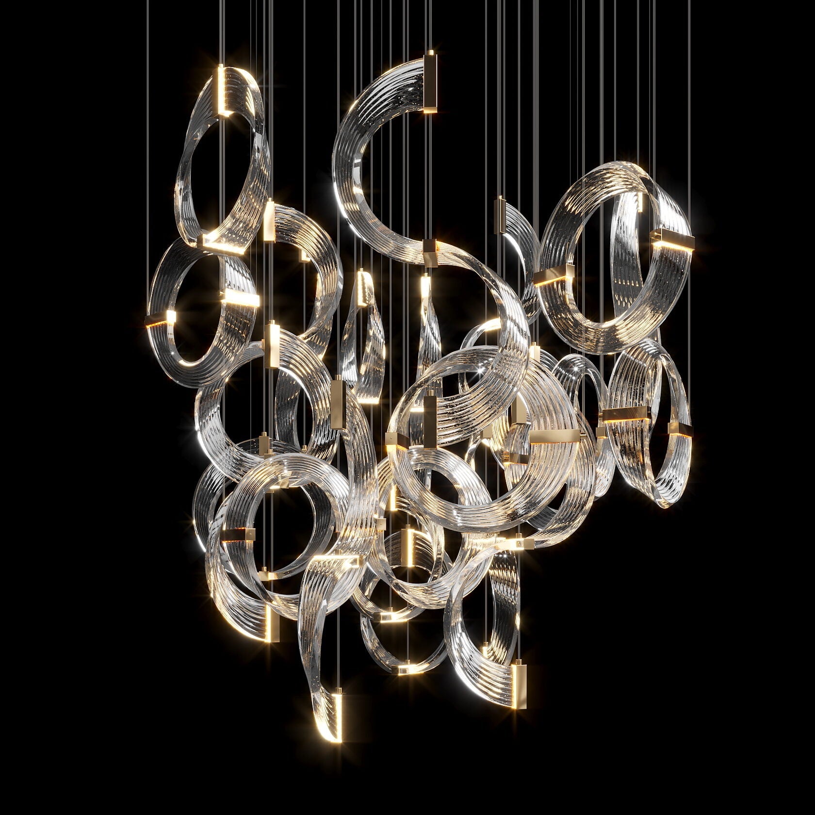 Crystal Crescent Cascade Chandelier