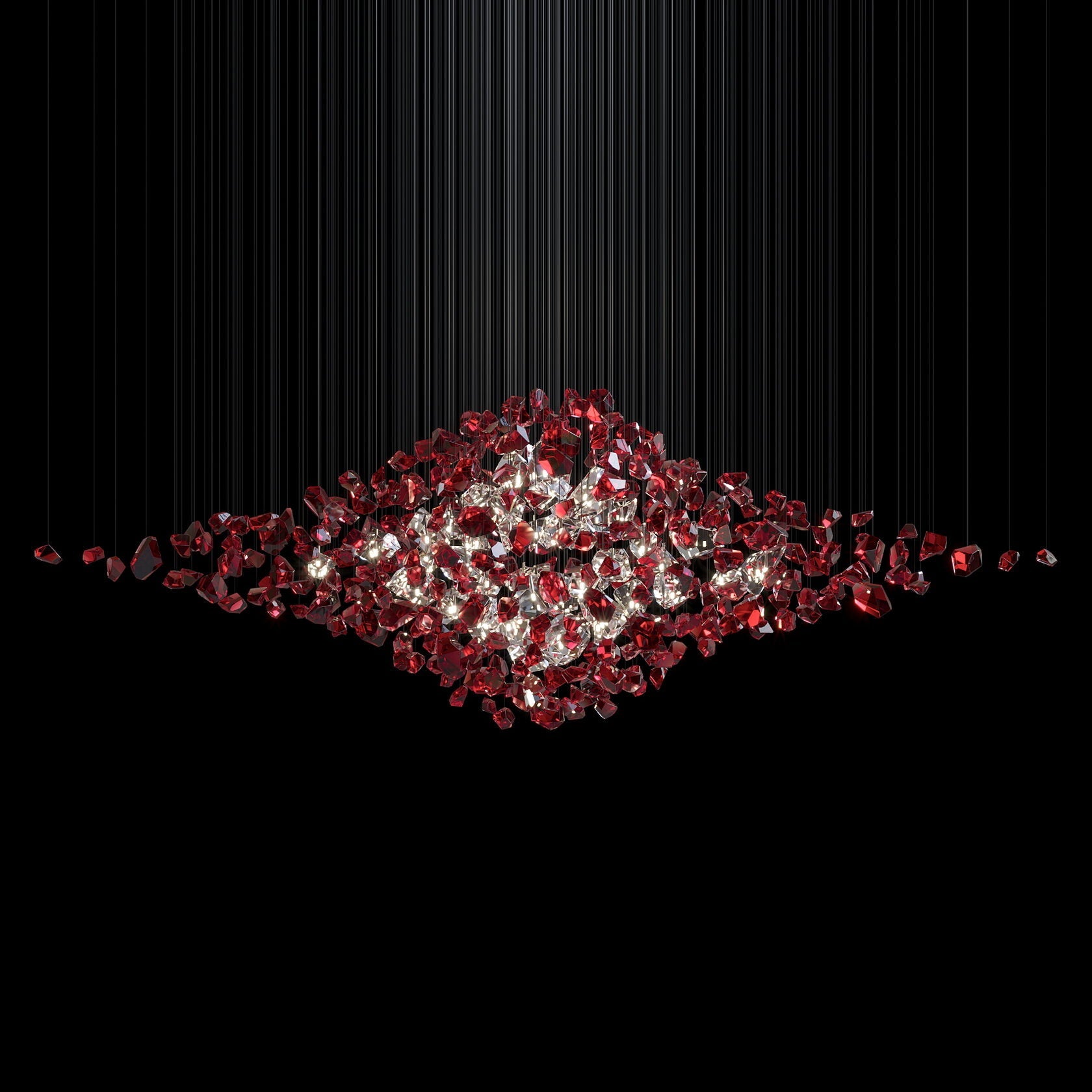 Crimson Crystal Scatter Chandelier