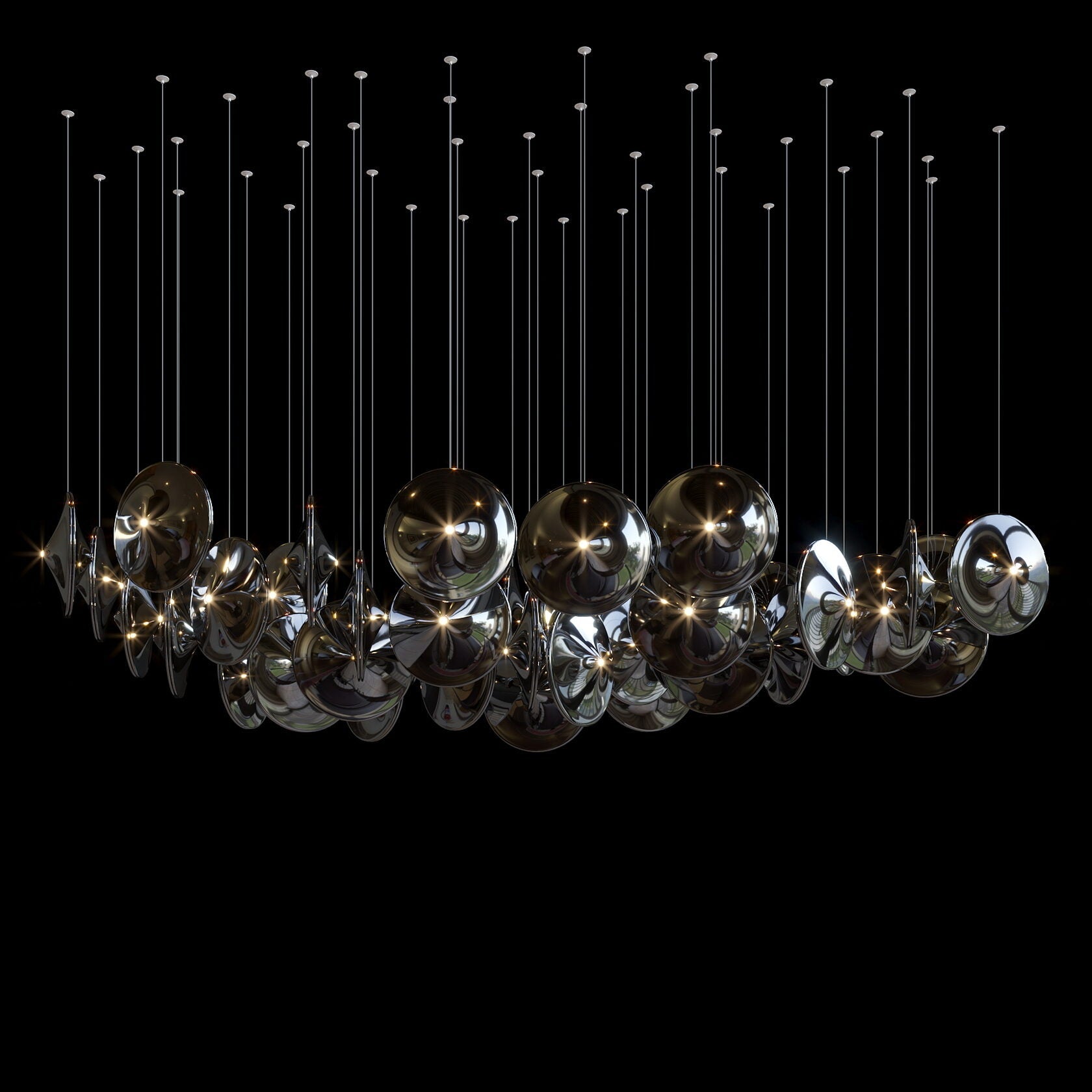 Smoke Glass Disc Cluster Chandelier
