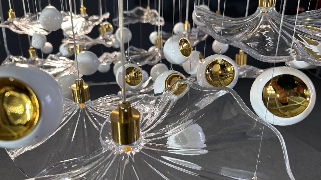 Silver Leaf Pearl Garland Chandelier