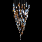 Amber Blue Crystal Rain Chandelier