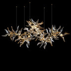 Amber Glass Leaf Branch Chandelier