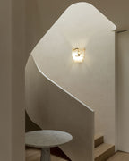 3 Tier White Round Alabaster Chain Pendant Light Fitting in Brass 10in