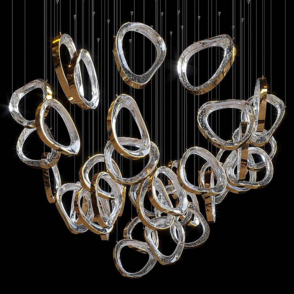 Gold Crystal Loop Chandelier