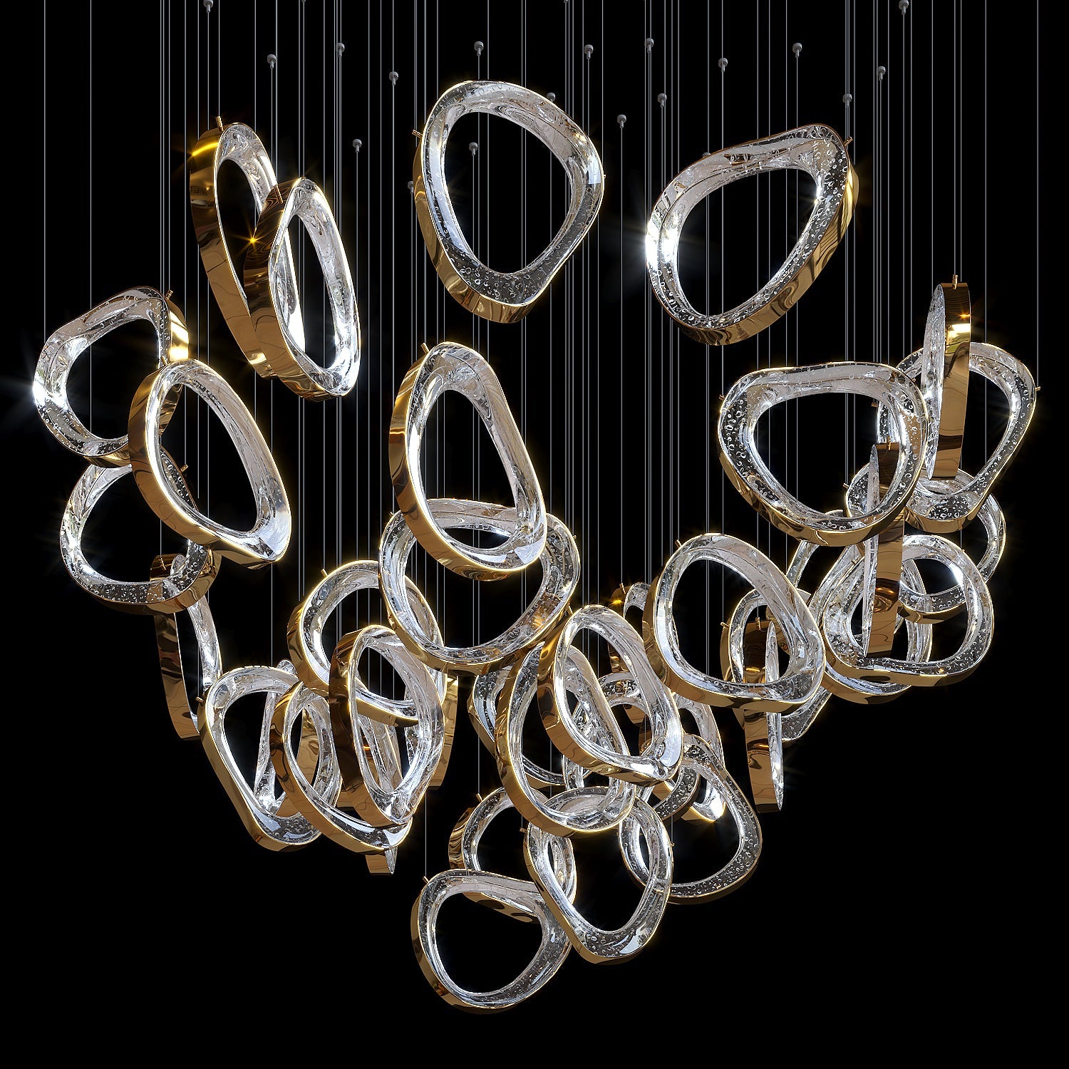 Gold Crystal Loop Chandelier