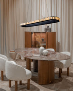 Ring Alabaster Oval Chandelier for Kitchen Island by Bling Lighting Studio