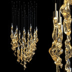 Amber Crystal Ribbon Rain Chandelier
