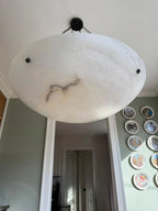 Enormous 36 Ø Flush Mount / Pendant with Stunning Full Moon-Like Alabaster Shade