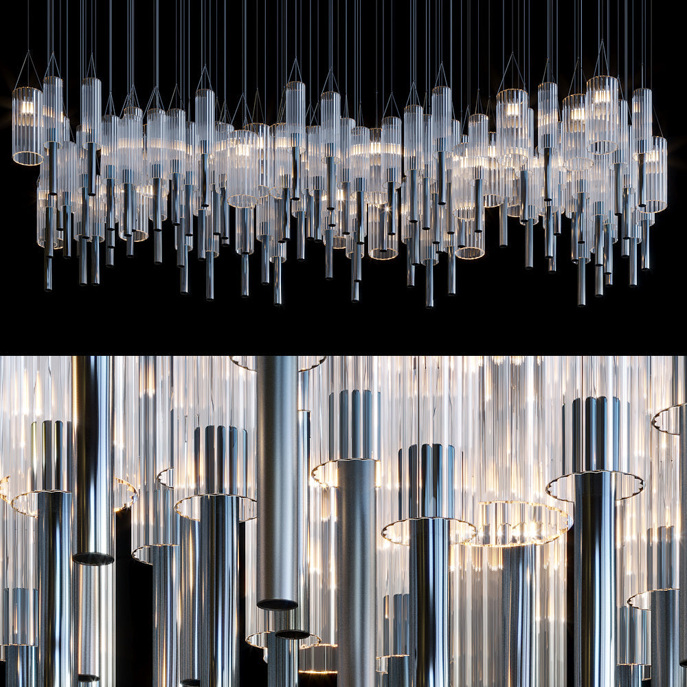 Frosted Tube Tower Chandelier