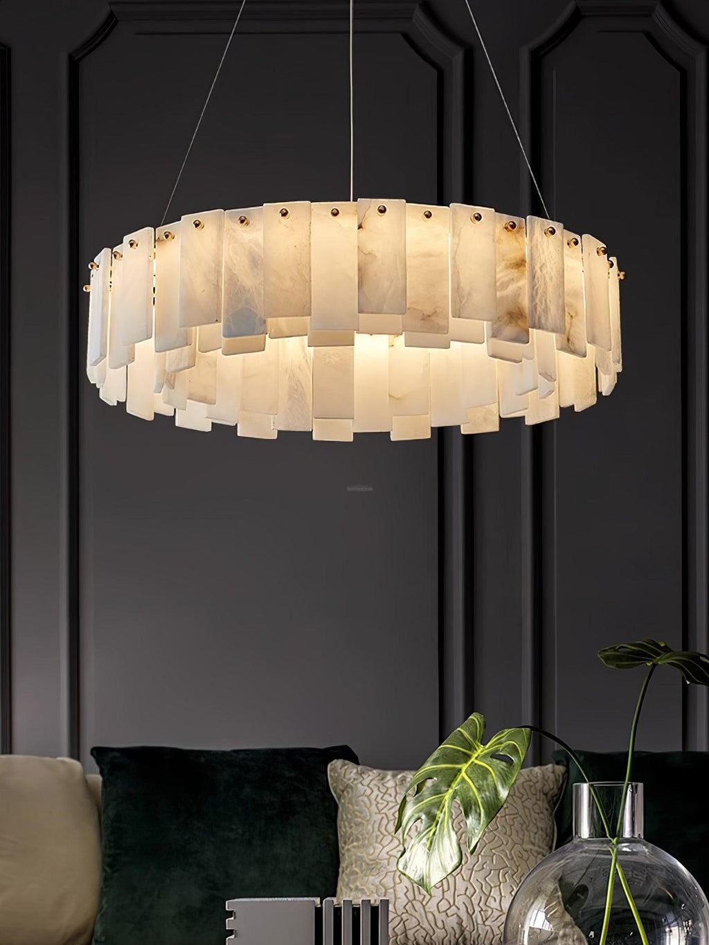 Halos Alabaster Round/Square Chandelier by Bling Lighting Studio