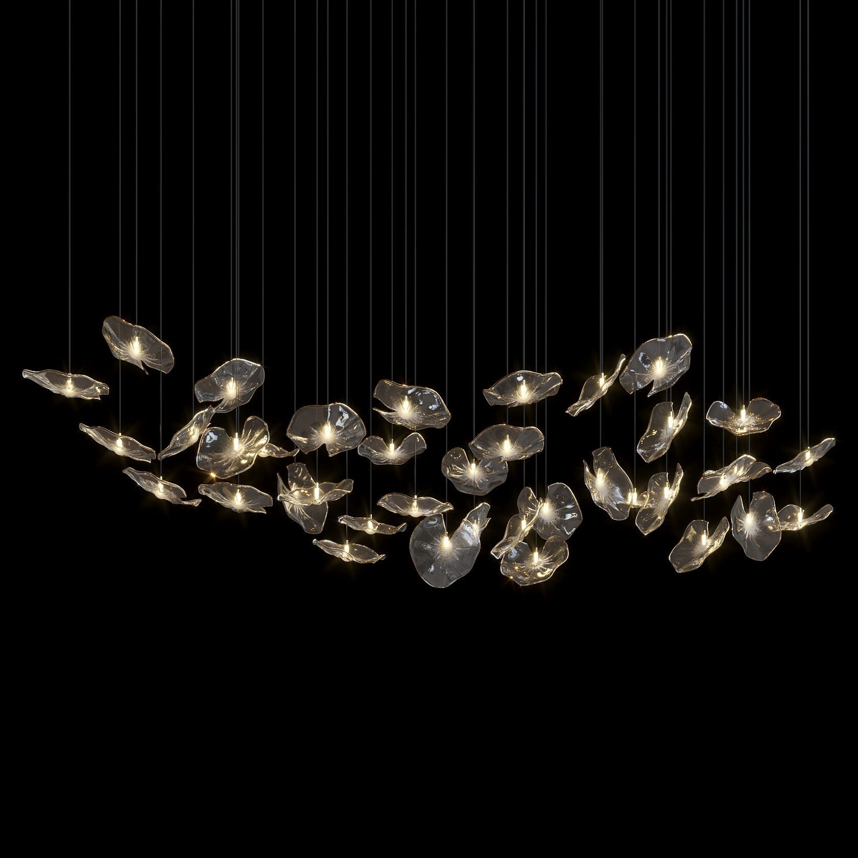 Smoke Glass Lily Cluster Chandelier
