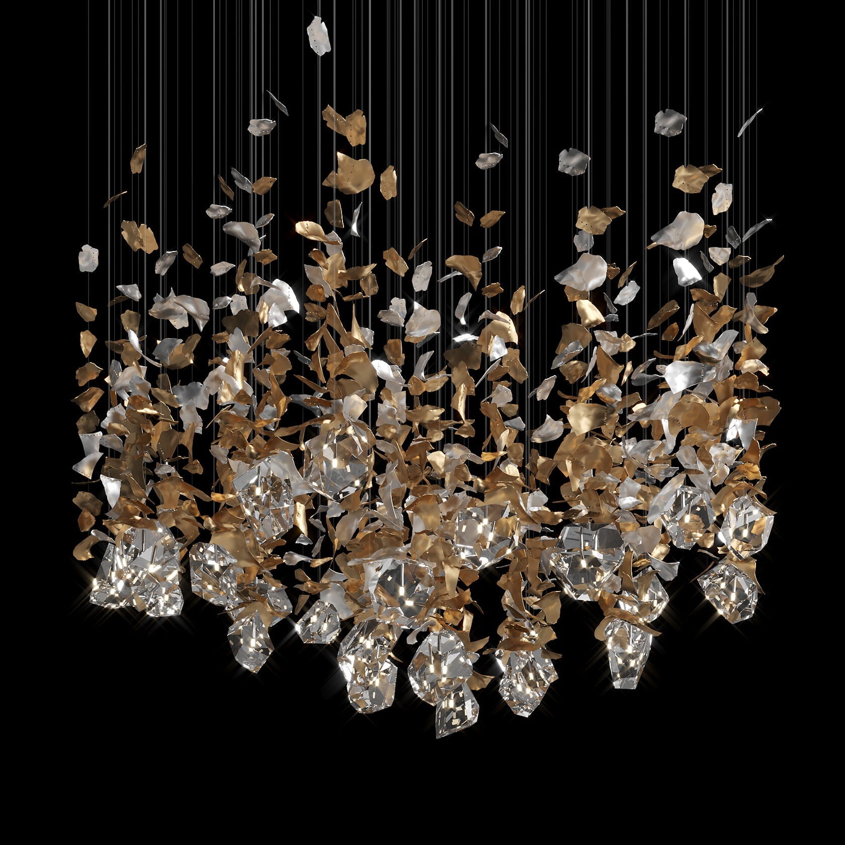 Crystal Leaf Scatter Chandelier