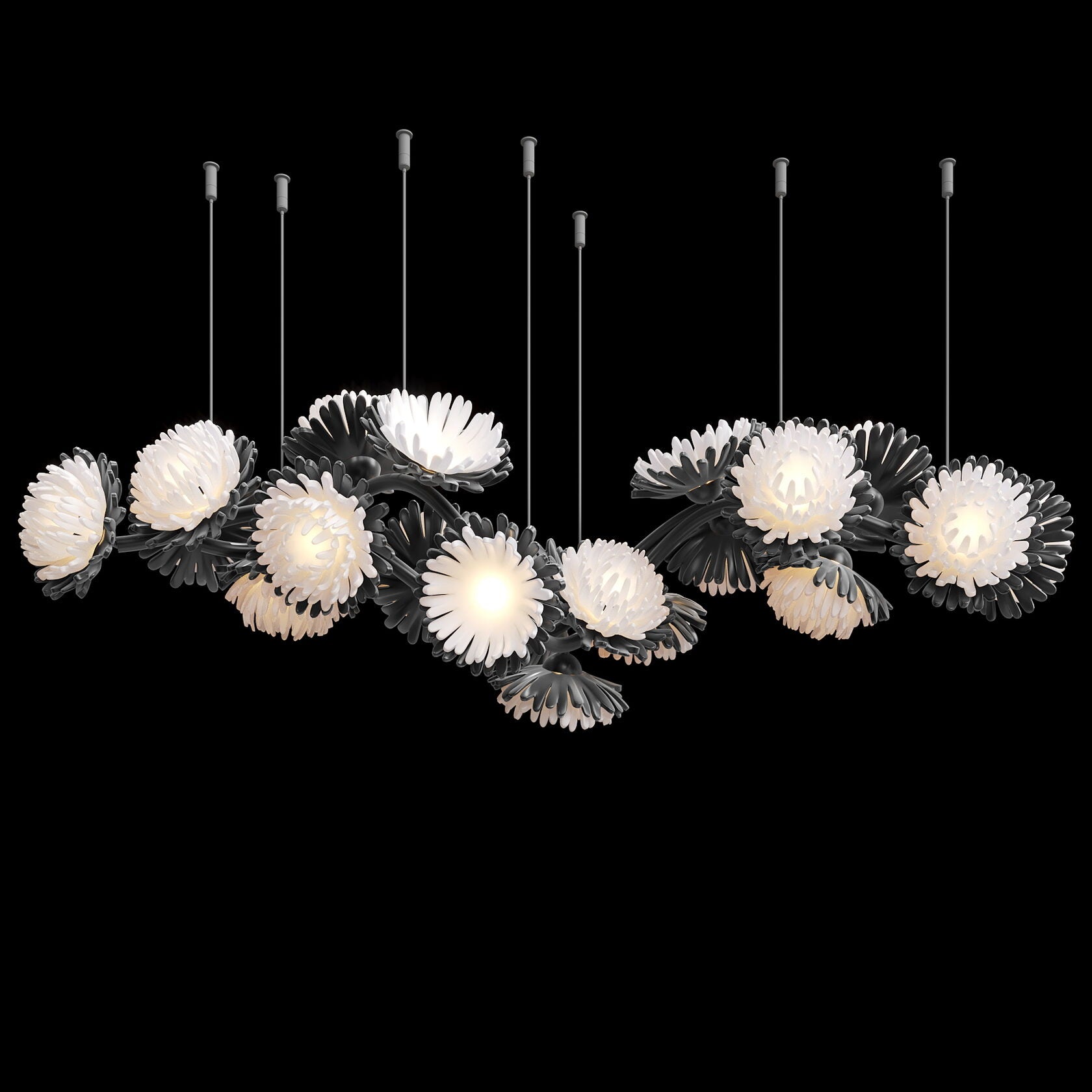 Monochrome Daisy Cluster Chandelier