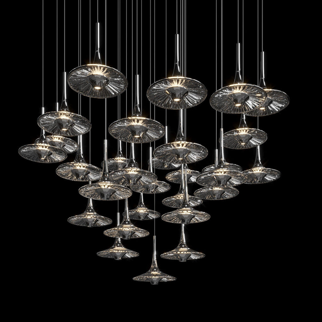 Smoke Saucer Cluster Chandelier
