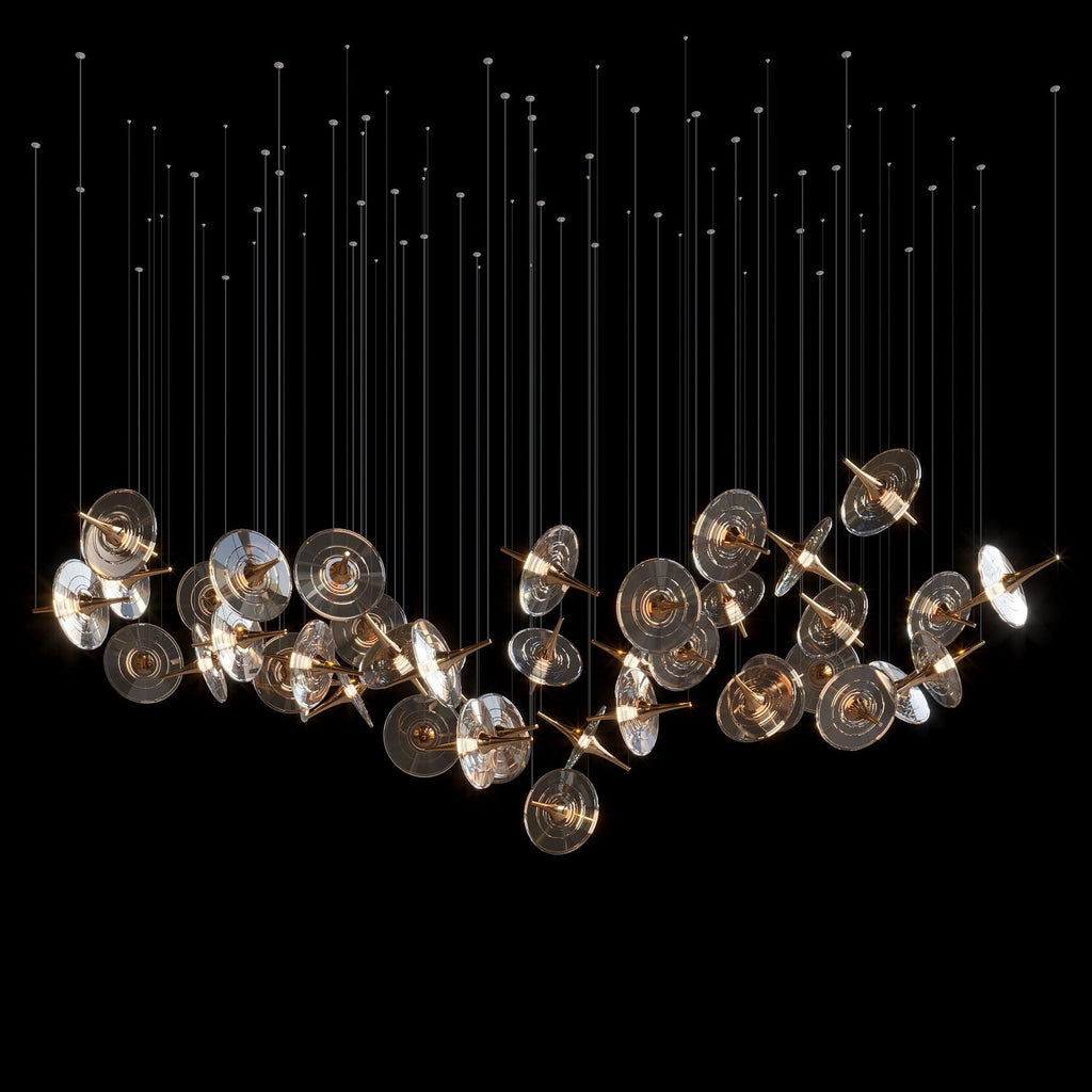 Smoke Disc Orbit Chandelier
