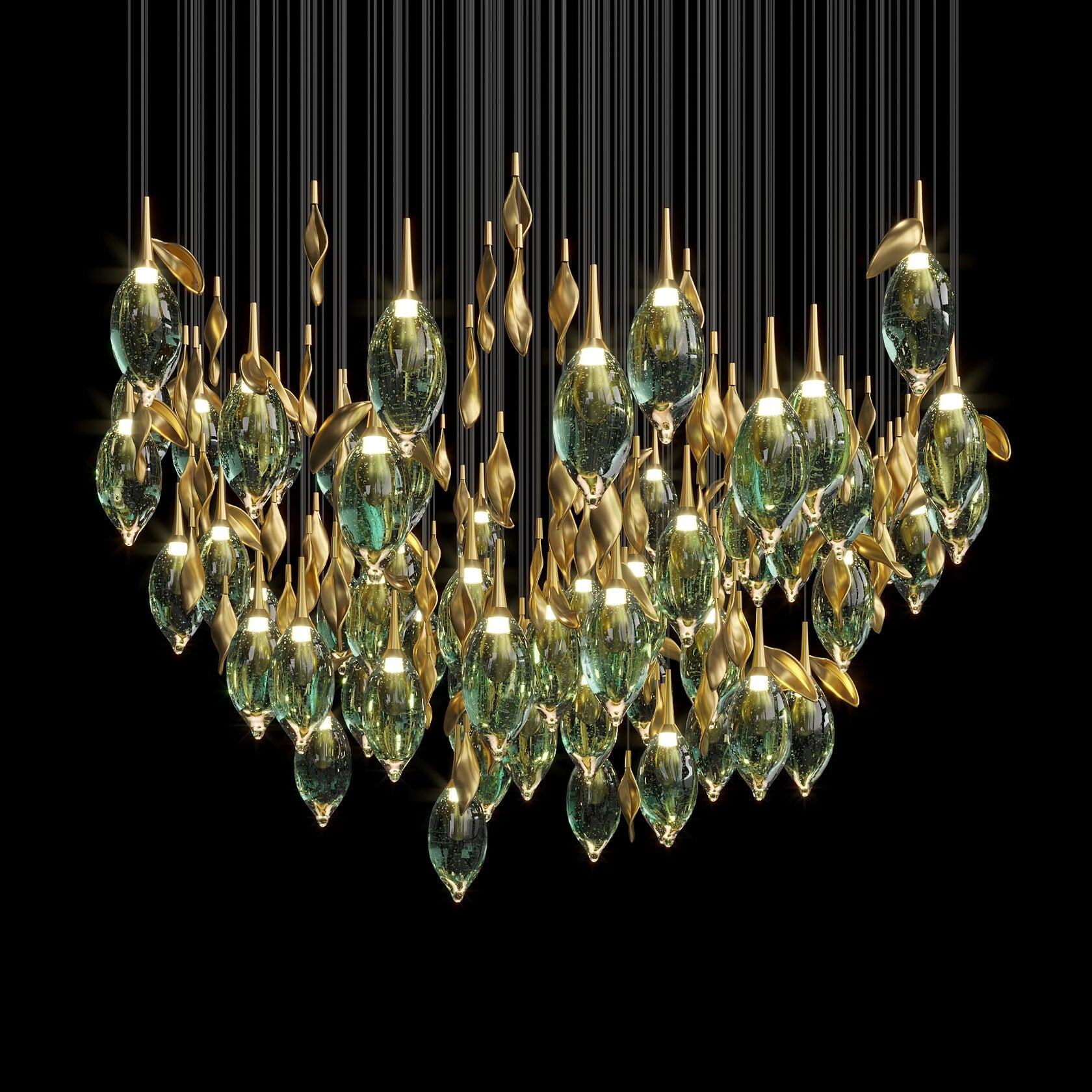 Aqua Seed Pod Chandelier