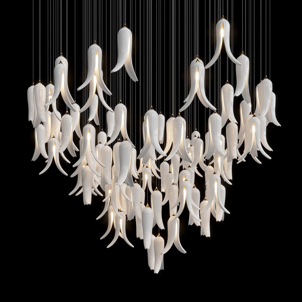 White Pepper Cascade Chandelier