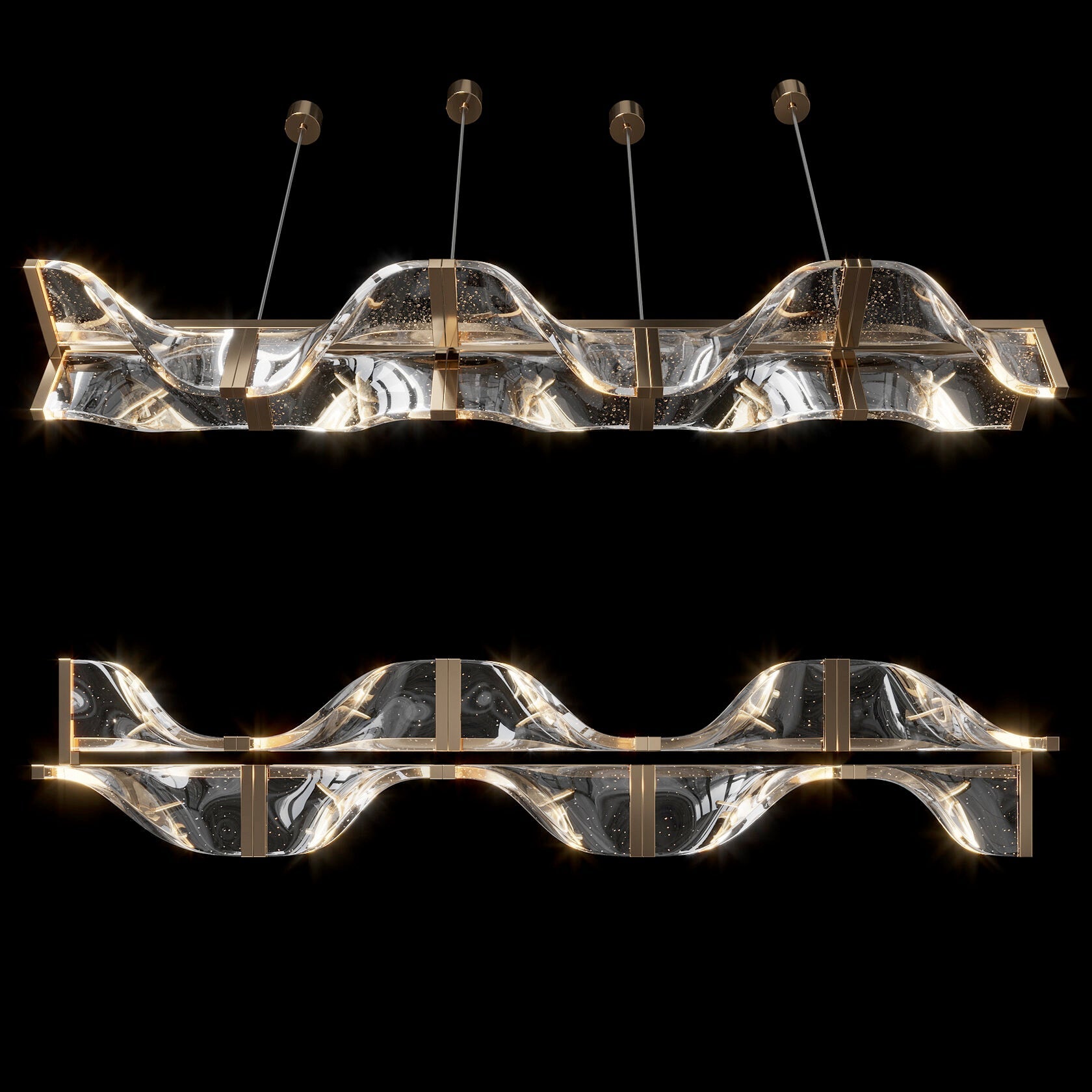 Crystal Wave Beam Chandelier