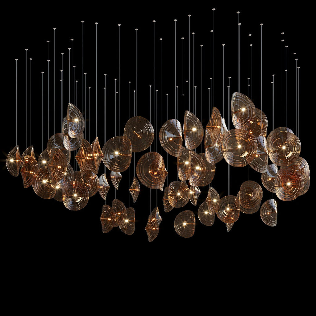 Clear Ripple Disc Cluster Chandelier