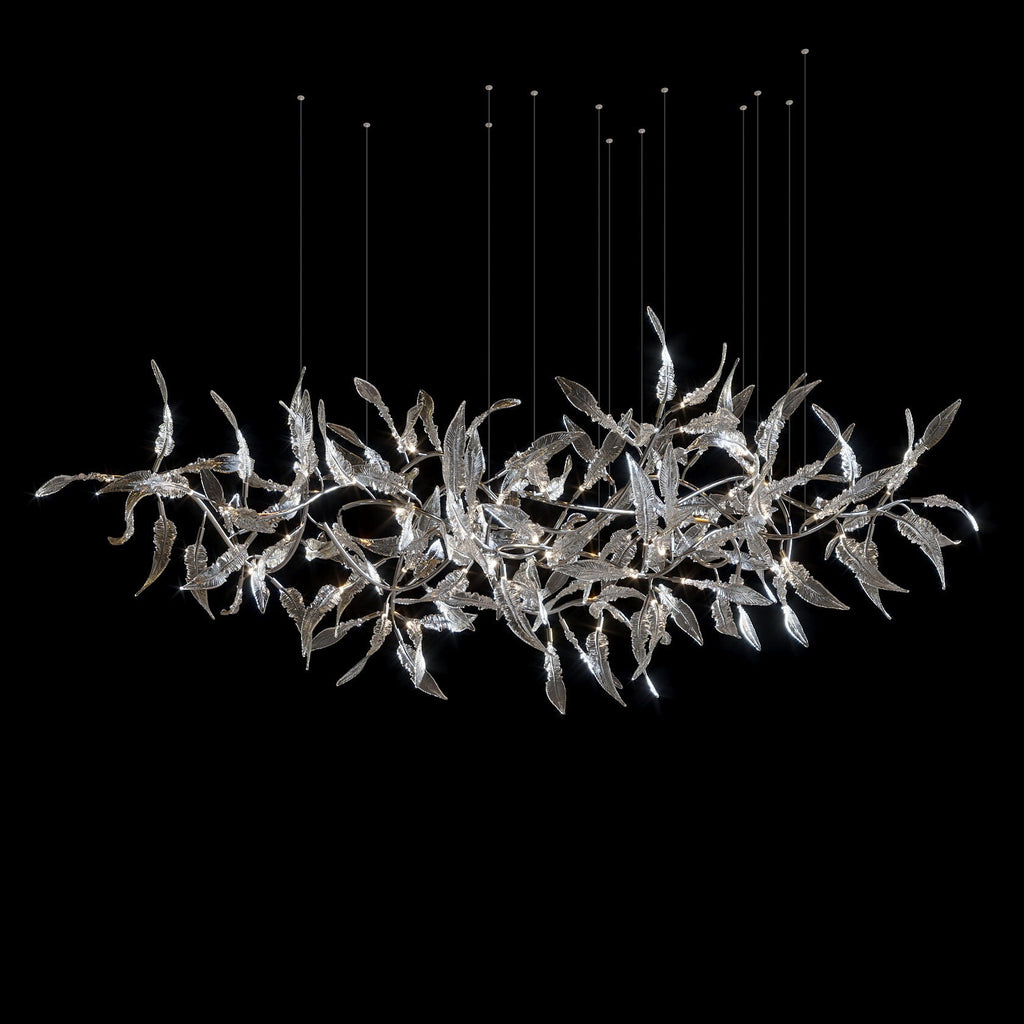 Pink Silver Leaf Vine Chandelier
