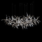 Pink Silver Leaf Vine Chandelier