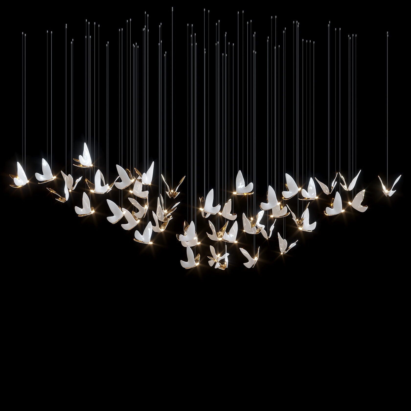 White Butterfly Flight Chandelier