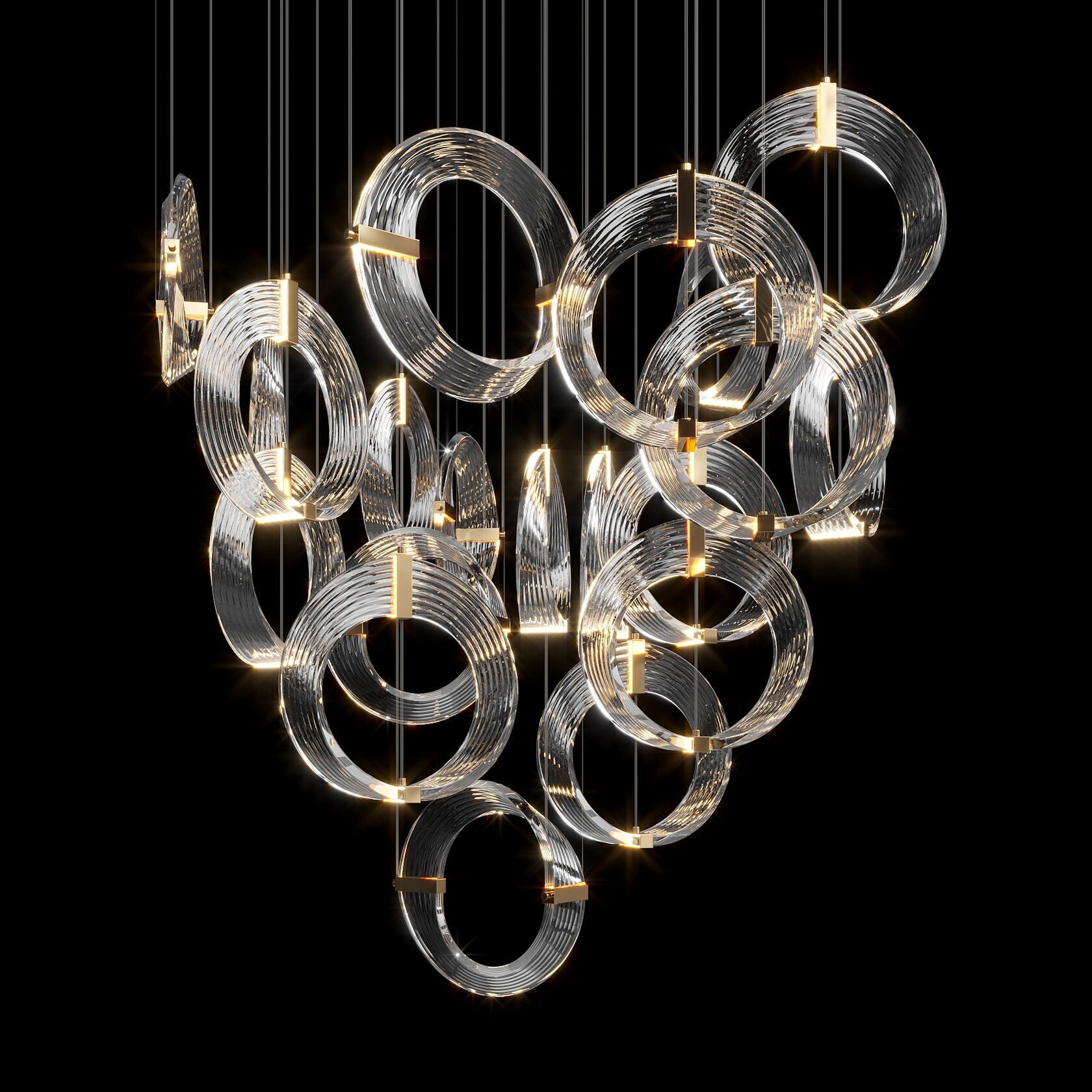 Crystal Crescent Cascade Chandelier