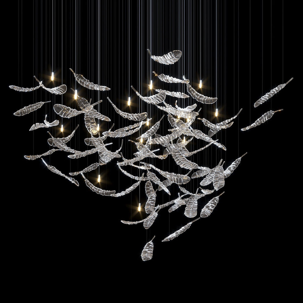 Crystal Feather Flight Chandelier