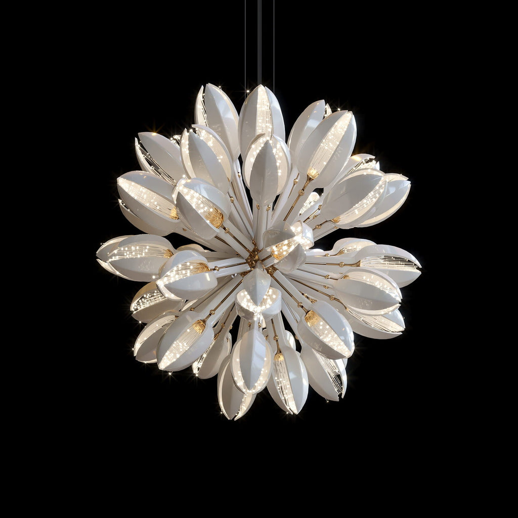 White Petal Burst Chandelier