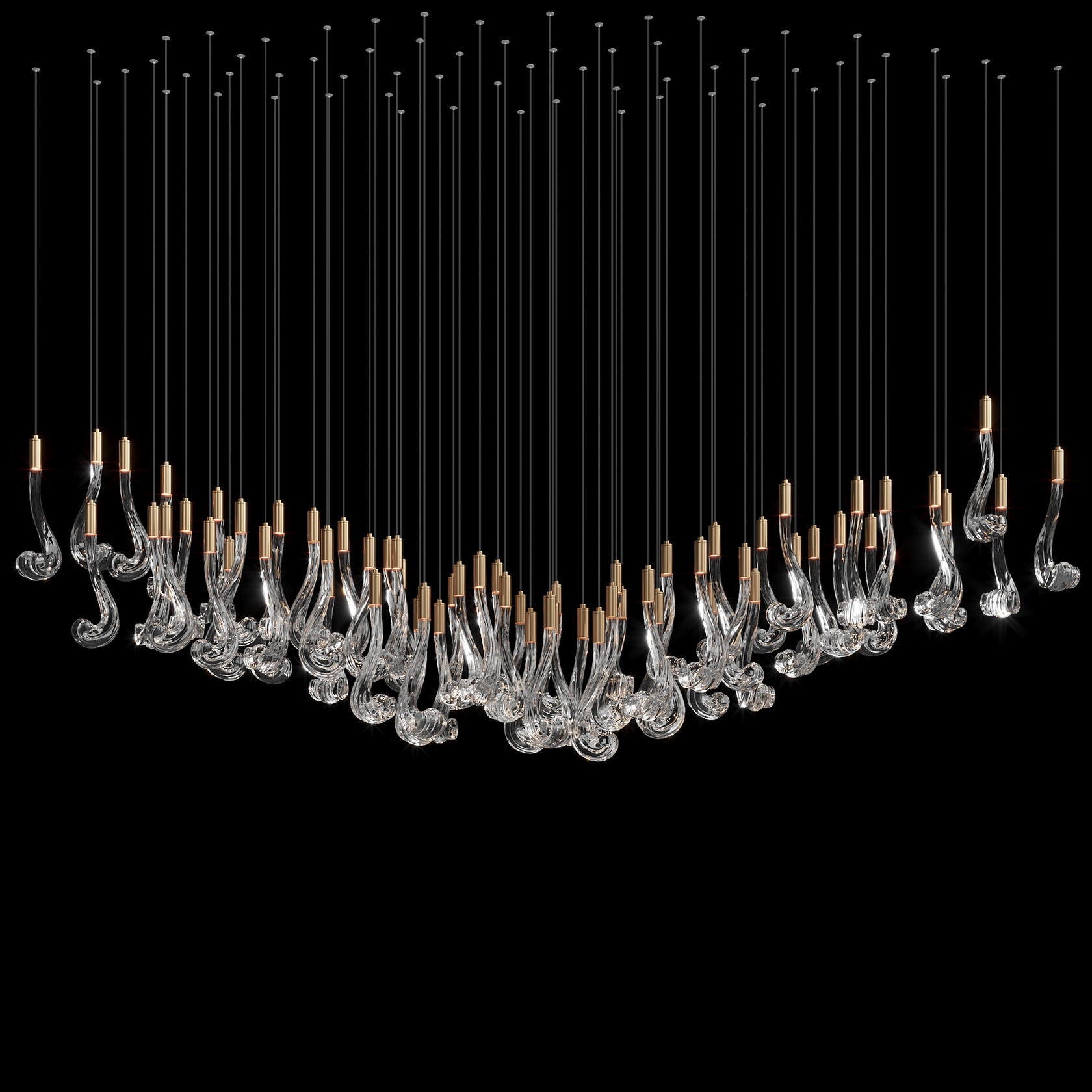 Crystal Scroll Cascade Chandelier