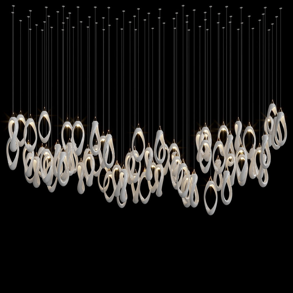 White Ribbon Loop Chandelier