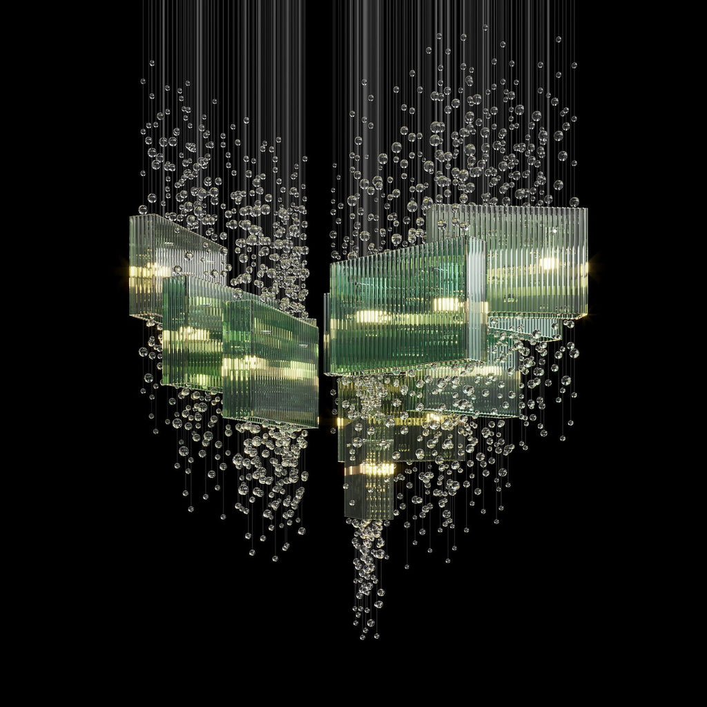 Green Crystal Rain Chandelier