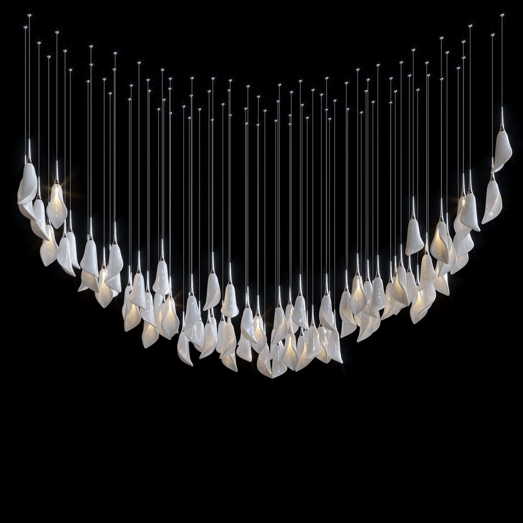 White Petal Drop Chandelier