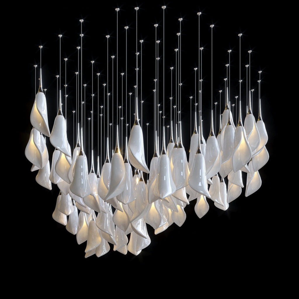 White Petal Drop Chandelier