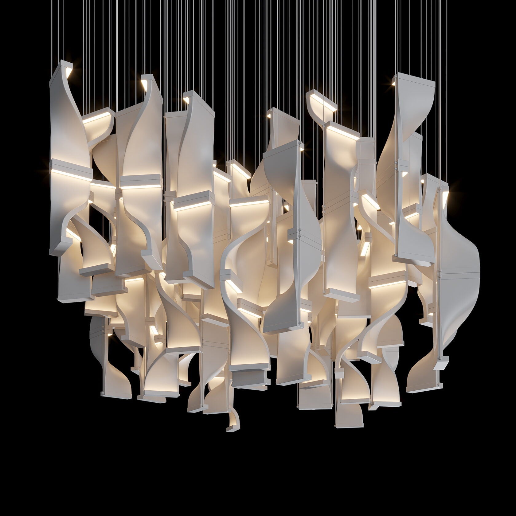 White Ribbon Wave Chandelier