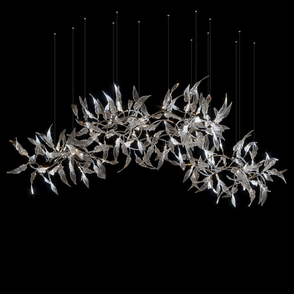 Pink Silver Leaf Vine Chandelier