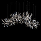 Pink Silver Leaf Vine Chandelier