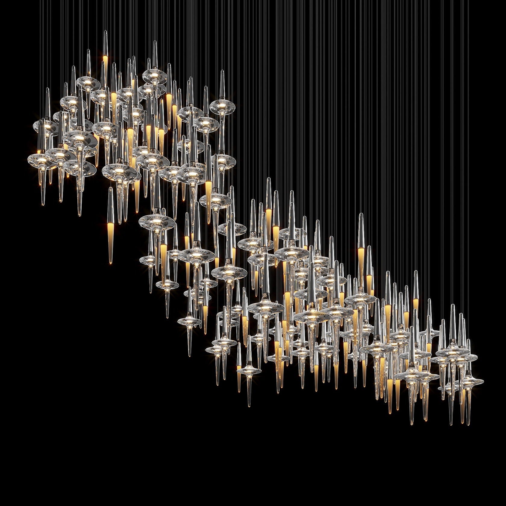 Crystal Icicle Saucer Chandelier