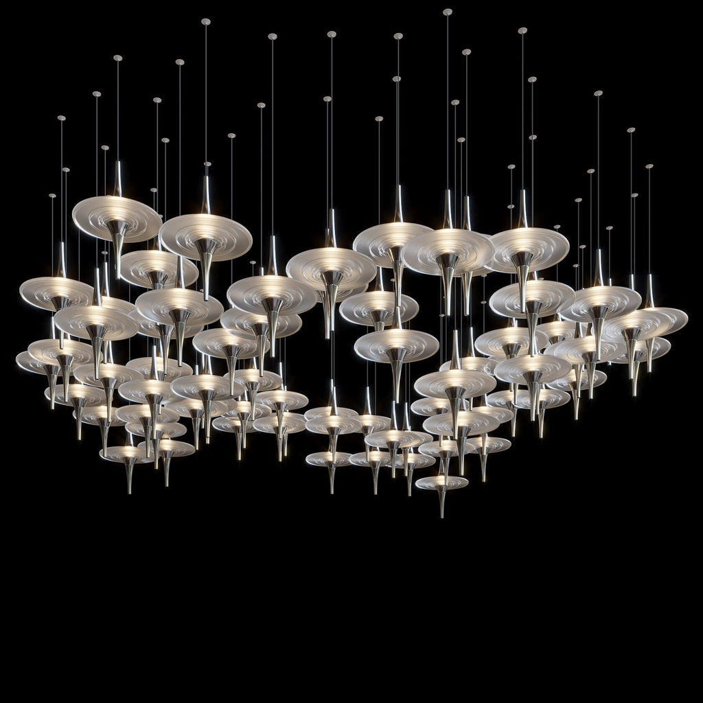 Ivory Saucer Orbit Chandelier